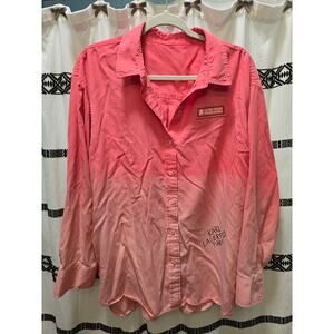 Karl Lagerfeld pink ombre long sleeve button-down shirt 100% tencel